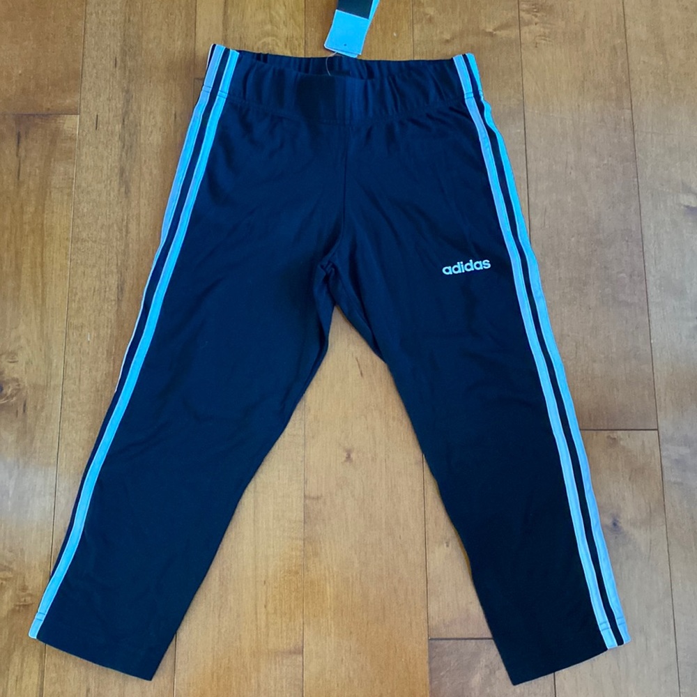 Adidas Black White Tights Capri Size Small NWT Cotton Spandex